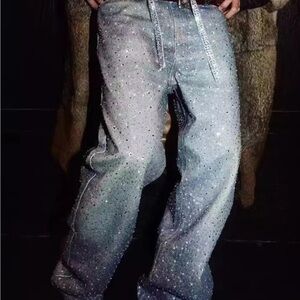 Sparkle Embellished Grey Men's Jeans